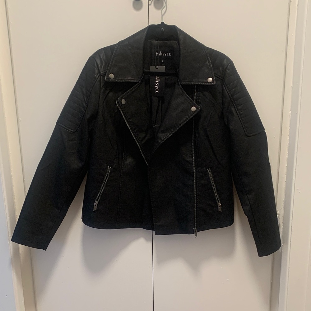 Women's Black Leather Moto Jacket